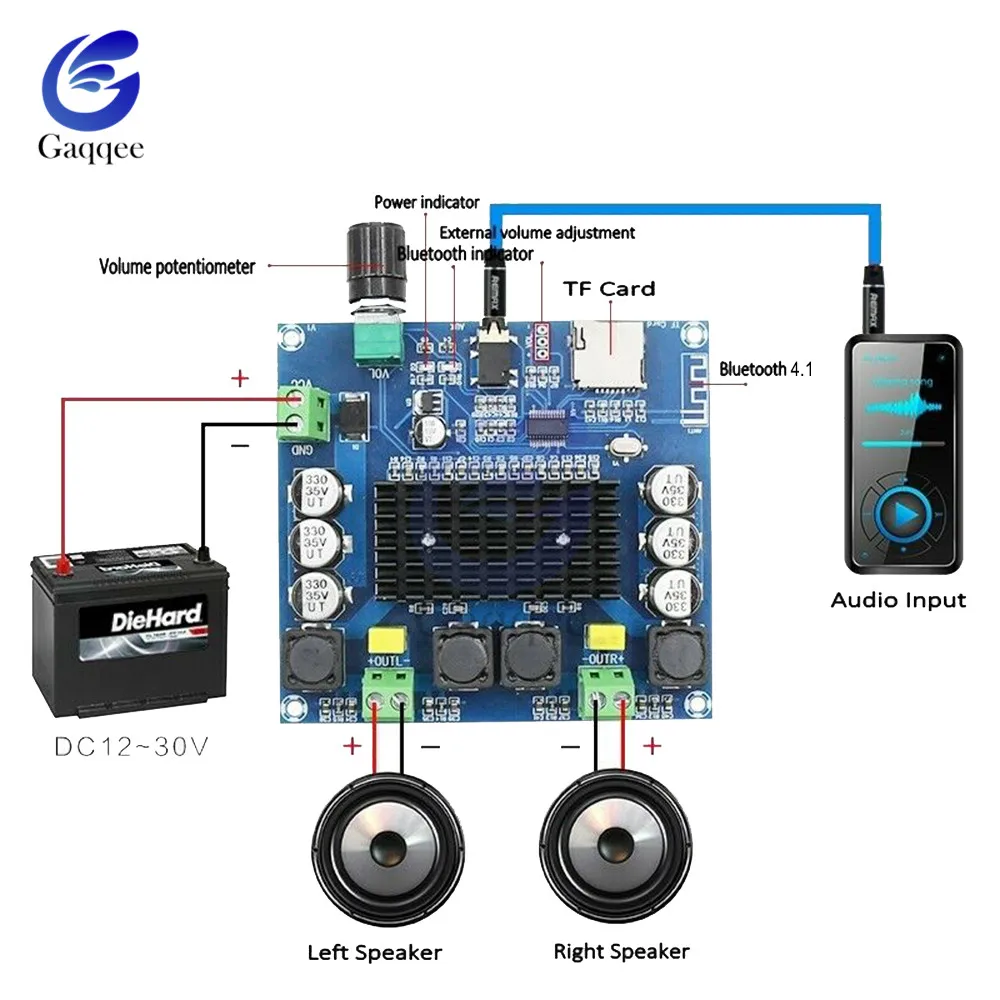 Цифровая плата усилителя мощности TPA3116 Bluetooth 4 1 2x50 Вт модуль стерео поддержка