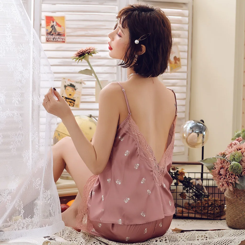 Женское сексуальное нижнее белье, ночное белье, комплект короткой пижамы без рукавов, комплект летней одежды для сна, набор# g4