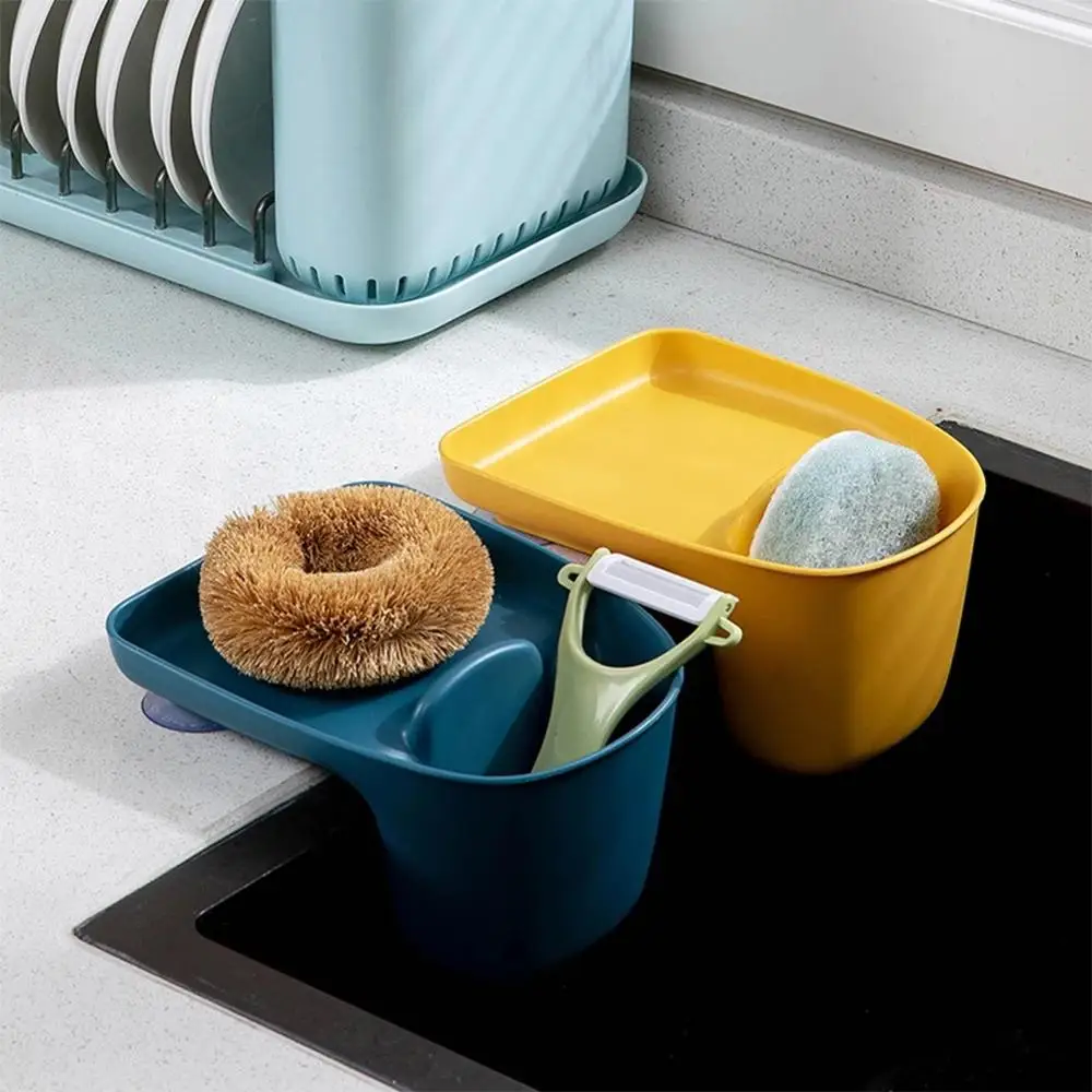 

Practical Chopsticks Dish Holder Plastic Suction-cup Sponge Rags Hanging Basket Household Kitchen Organizer Shelf