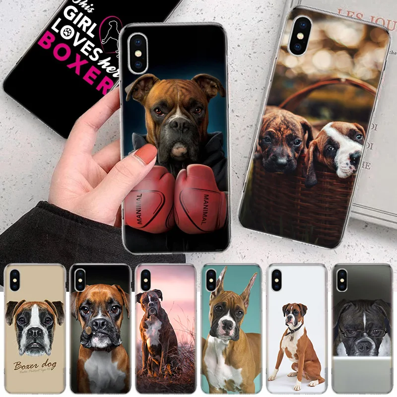 

Boxer Dog Soft Phone Case For IPhone 11 12 13 14 Pro MAX XR X XS Mini Apple 8 7 Plus 6 6S SE 5S Fundas Coque Shell Soft Phone