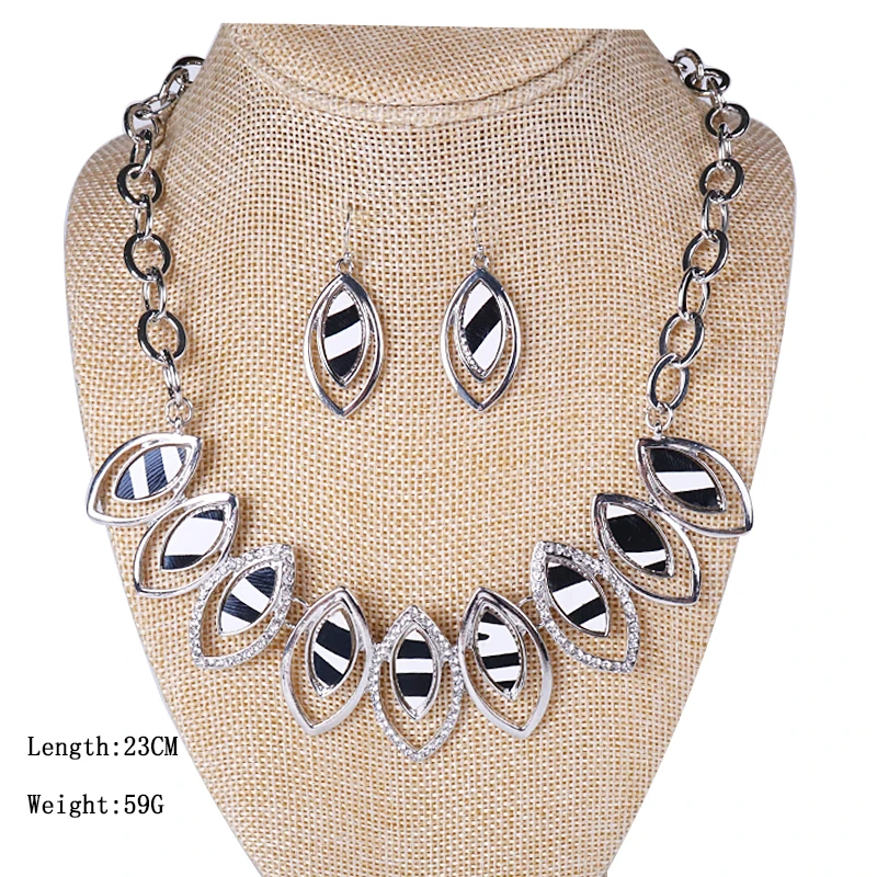 Модное ожерелье и серьги из искусственной кожи с животным принтом комплект двух