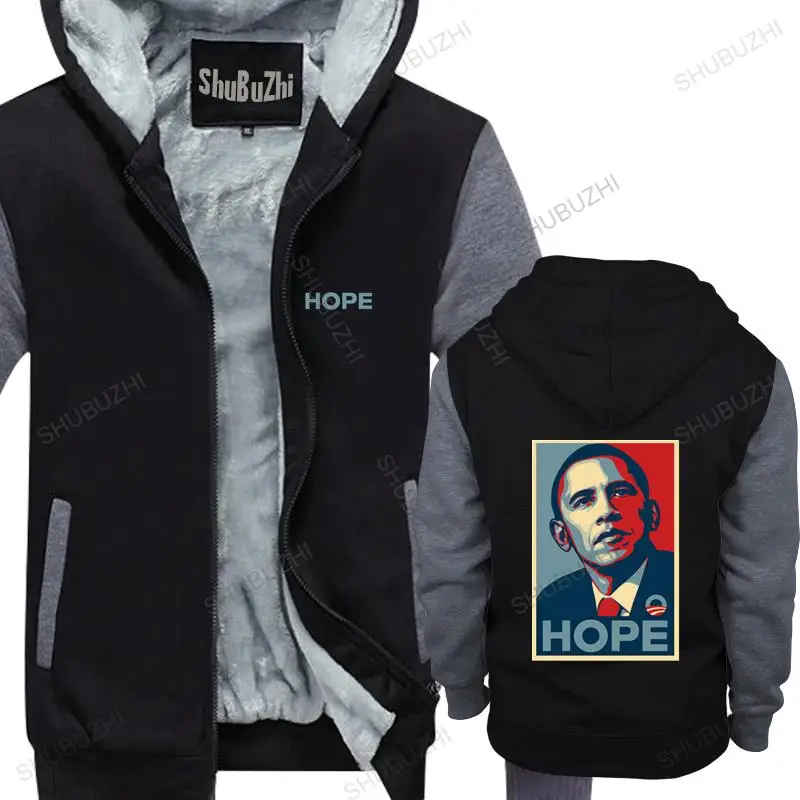 

men winter warm black hoody Barack Obama Hope Poster Classic male thick hoodies euro size thick hoody male coat