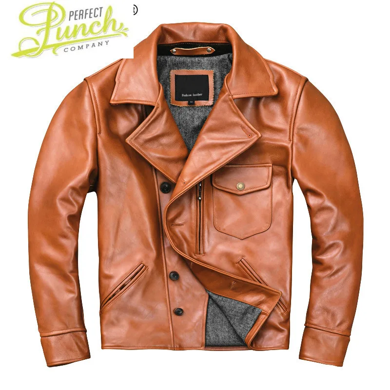 Куртка мужская из натуральной воловьей кожи мотоциклетная приталенная куртка