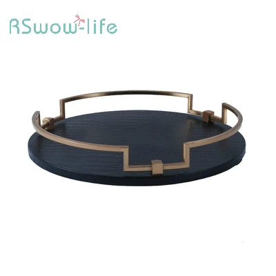 

Simple and Modern European Style Crocodile Leather Tray Home Kitchen Storage Supplies Square Round Serving Sray Decoration