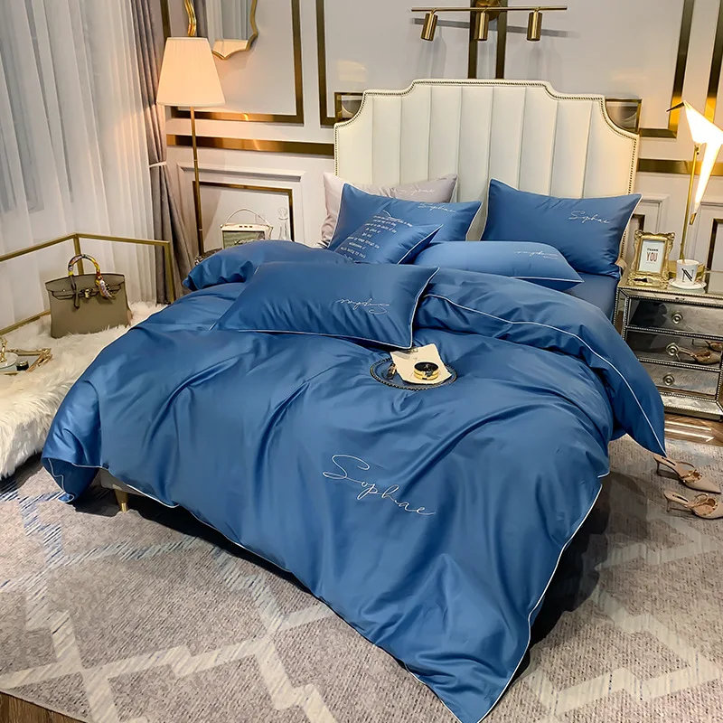 

New Bedroom Four-bed Holster Set Winter Simple Warm Skin-friendly Cotton Duvet Cover Fashionable Simple Family Hotel Bedding Set