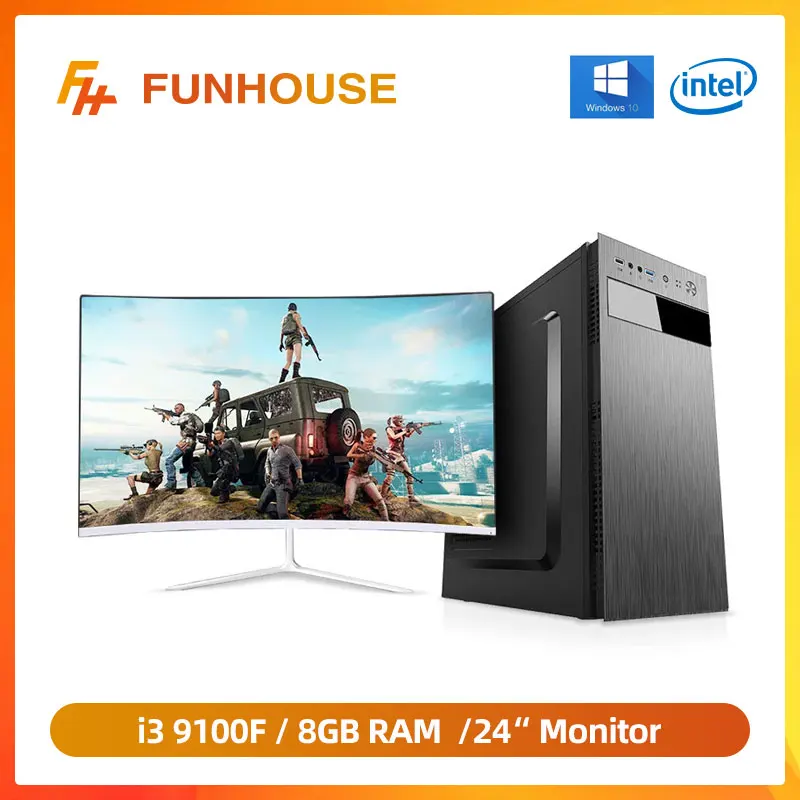 Компьютер Funhouse Intel 9-го поколения i3 9100F четырехъядерный 8 Гб DDR4 память 240 ГБ SSD
