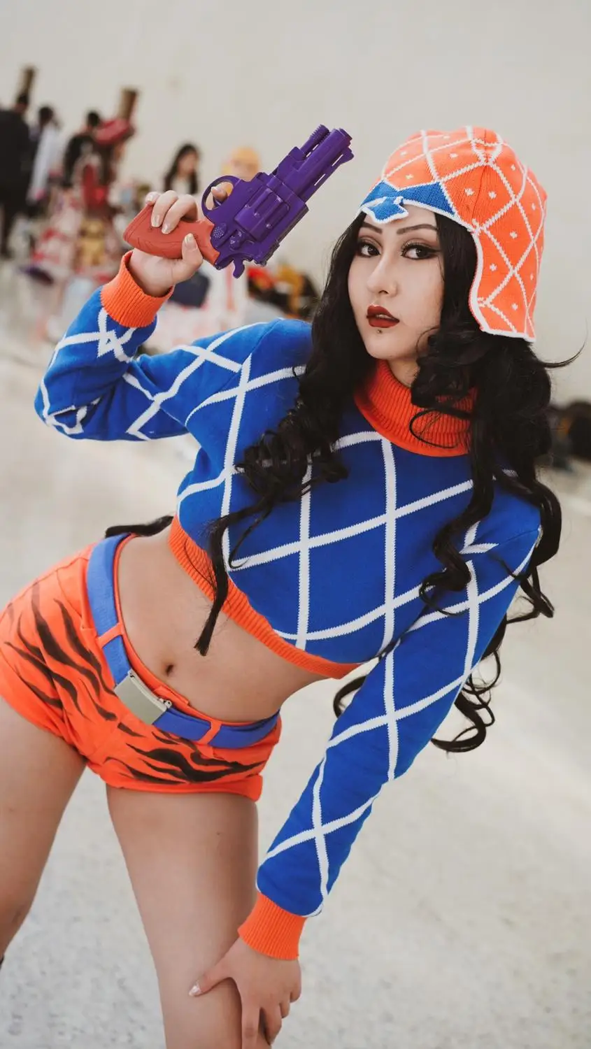 

JOJO Bizarre Adventure Cosplay Costume Guido Mista Golden Wind Anime Costumes Cotton Highneck Knitted Sweater Tops