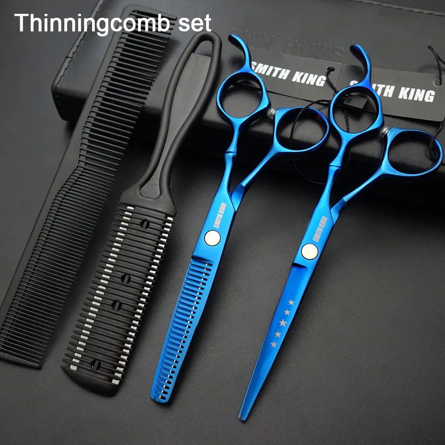 Thinningcomb set SMITH KING Профессиональные парикмахерские ножницы, 6 дюймов ножницы для стрижки+ филировочные ножницы/ножницы+ бритва/Филировочная расческа+ наборы/Чехол - Цвет: Thinningcomb set