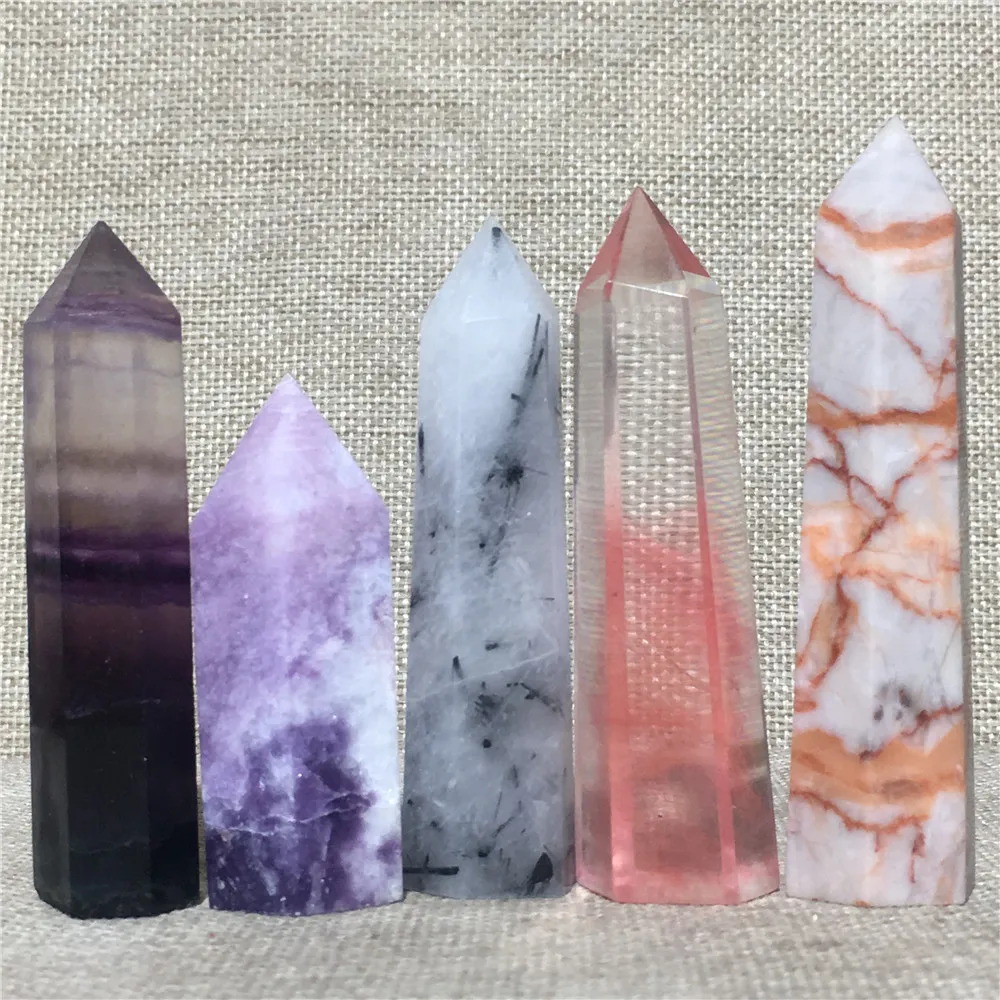 

5pcs natural quartz crystal wands points Home furnishing decoration stone and crystal Crystal rod column