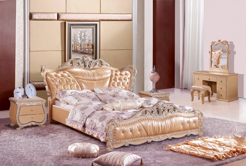 

Европейская и американская кровать с рамой из натуральной кожи, современные мягкие кровати, мебель для дома, спальни