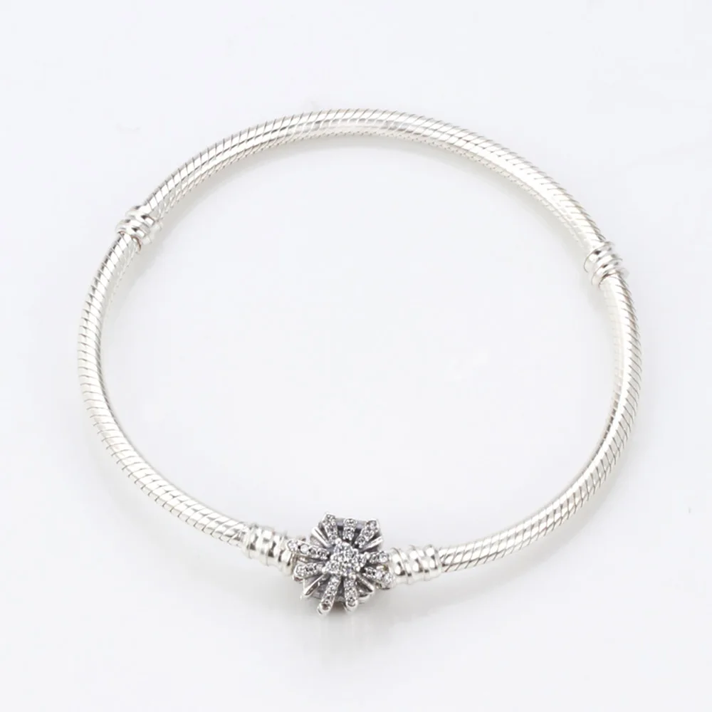 

New Bracelet Sterling Silver Ice crystal snowflake bracelet jewelry charm for bead fashion women bracelet diy jewelry gift
