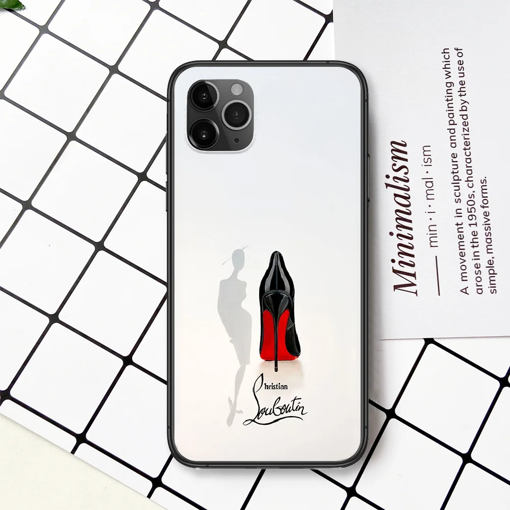 

French Brand Christian-Louboutins Phone Case Cover For Iphone 5 5S 6 6S PLUS 7 8 11 12 Mini X XR XS PRO SE 2020 MAX black