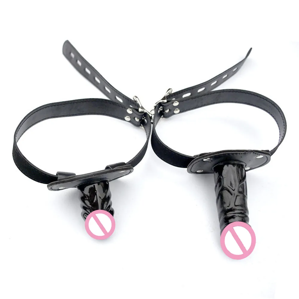 

Dildo Gag Leather For Couples Strap On Bondage Locking Buckles Open Mouth Plug Bdsm Adult Penis Mouth Gag Harness Women Sex T L1