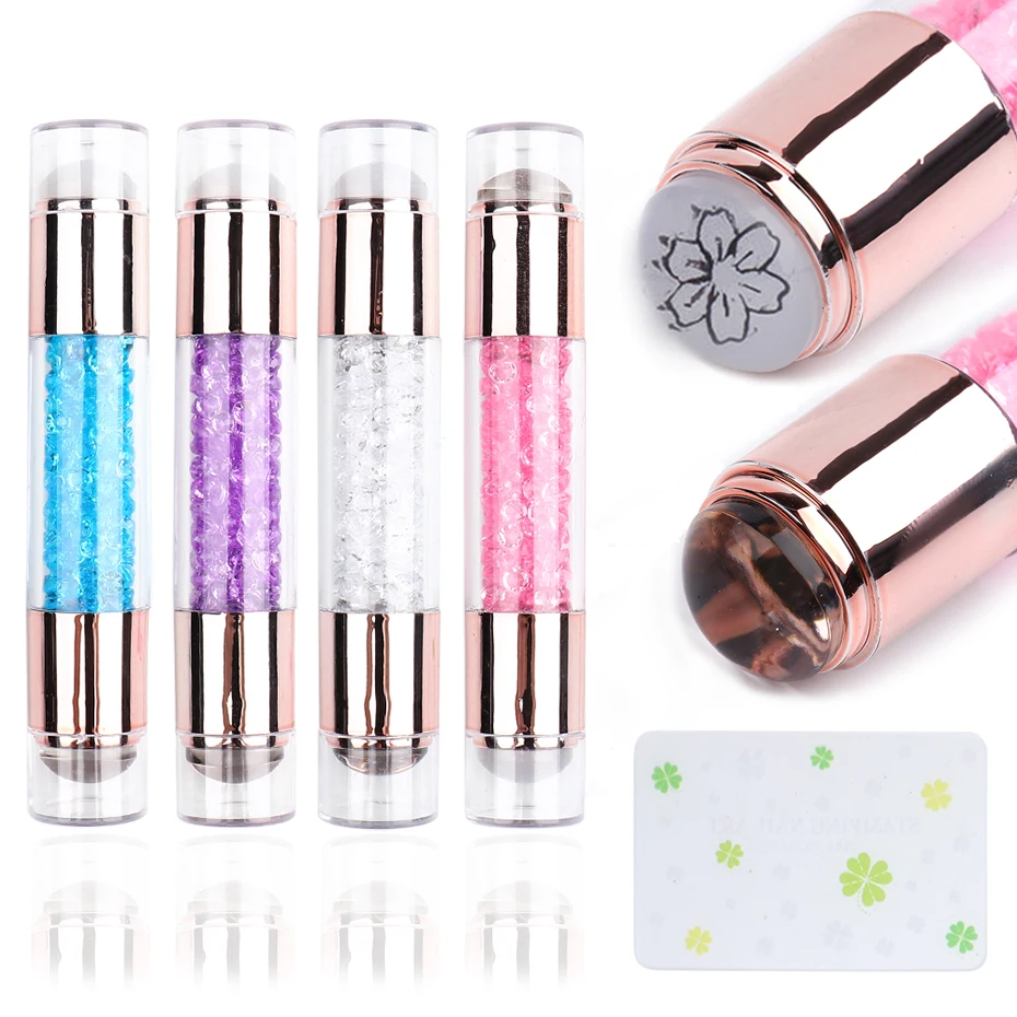 3 шт Двойная Головка силиконовый штамп Ракель комплект кисть для ногтей Гель лак