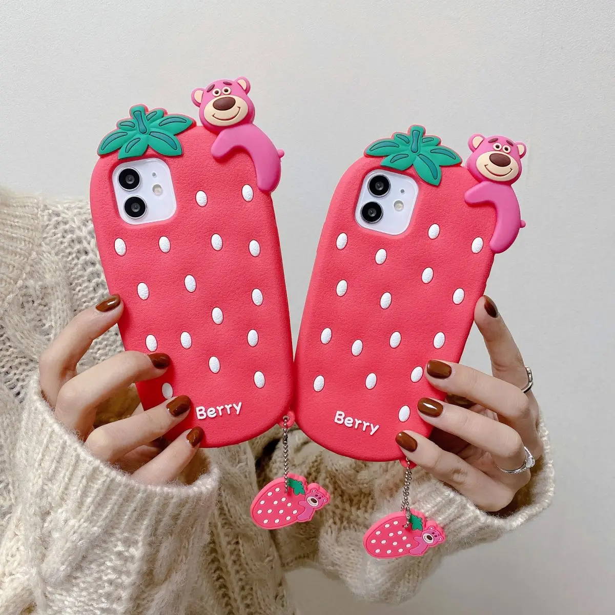

Strawberry Bear mobile phone case for iPhone7 iPhone8 iPhoneX iPhoneXS iPhoneXR iPhone11 iPhone12