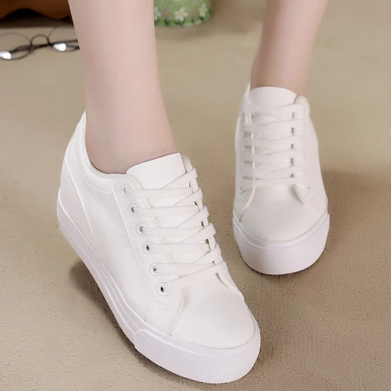 2019 модные белые кроссовки на платформе ботинки с массивным каблуком женская
