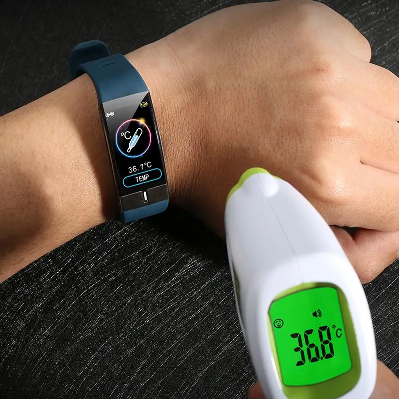 Умные часы с цветным экраном HD 1 08 ремешок для измерения температуры ЭКГ пульса