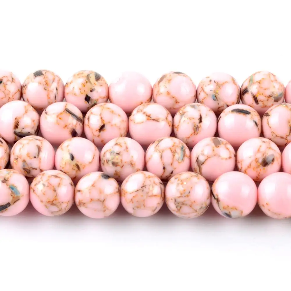 Светильник Розовый оболочка Бирюзовый говлит Камень круглые бусины Свободные