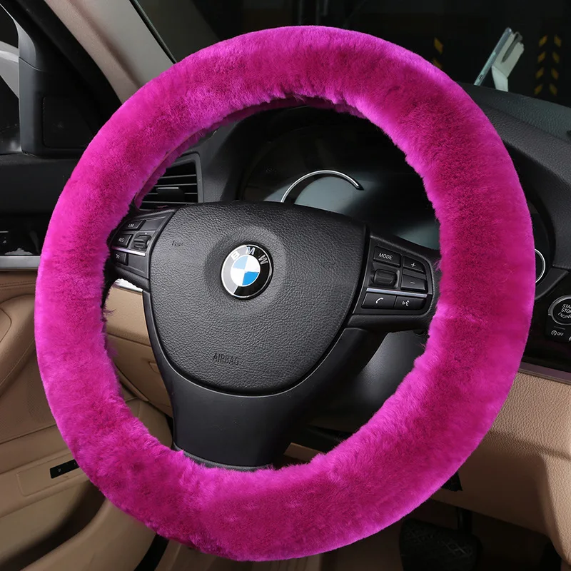 

Чехол для руля из натуральной овечьей кожи, Мягкая оплетка из австралийской шерсти для автомобиля, протектор рулевого колеса