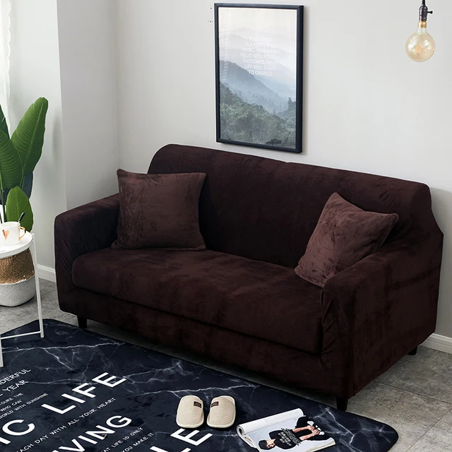Бархатный плюшевый утолщен��ый чехол для дивана в гостиную, L-образныйугловой эластичный чехол для дивана, секционные эластичные Чехлы для1/2/3/4-местного дивана