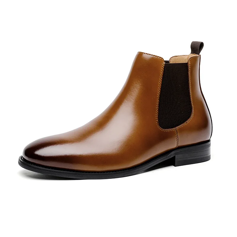 

Cheap Men Chelsea Boots Genuine Leather Wedding Dress Shoes for Male Flat Formal Business Ankle Botas Size 44 Autumn Winter 2021