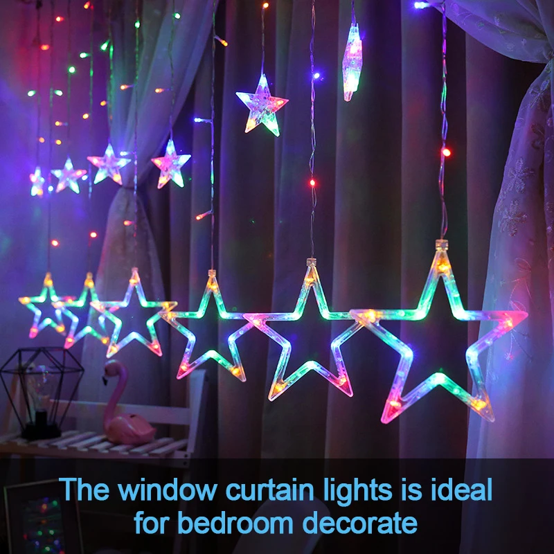 

Christmas Fairy Lights Ramadan Led String Lights Star Garland on Window Curtain Indoor Tree Decoration Halloween Wedding Light