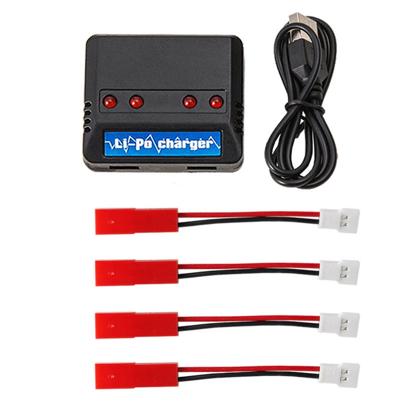 Зарядное устройство 4 в 1 USB 2 5 В для аккумулятора 3 7 RC Lipo с USB-кабелем и кабелем XH-JST -