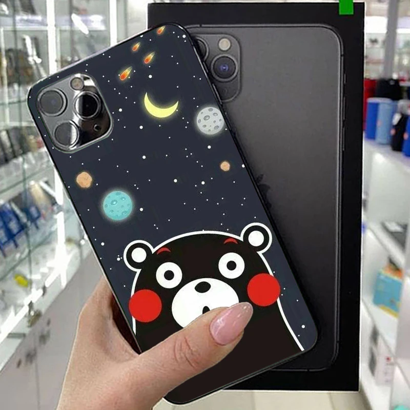 

Japanese cartoon Kumamoto Bear black Soft silicone phone case For iPhone 11 11Pro 6 6S 7 8Plus XS Max XR X 10 11Promax cover
