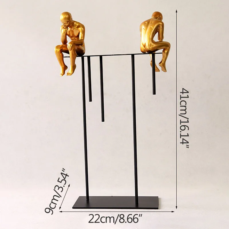 

Luxurious Thinker Sculpture & Statue Home Decoration Ornaments Living Room Display Golden Figure Character Decoration Artware