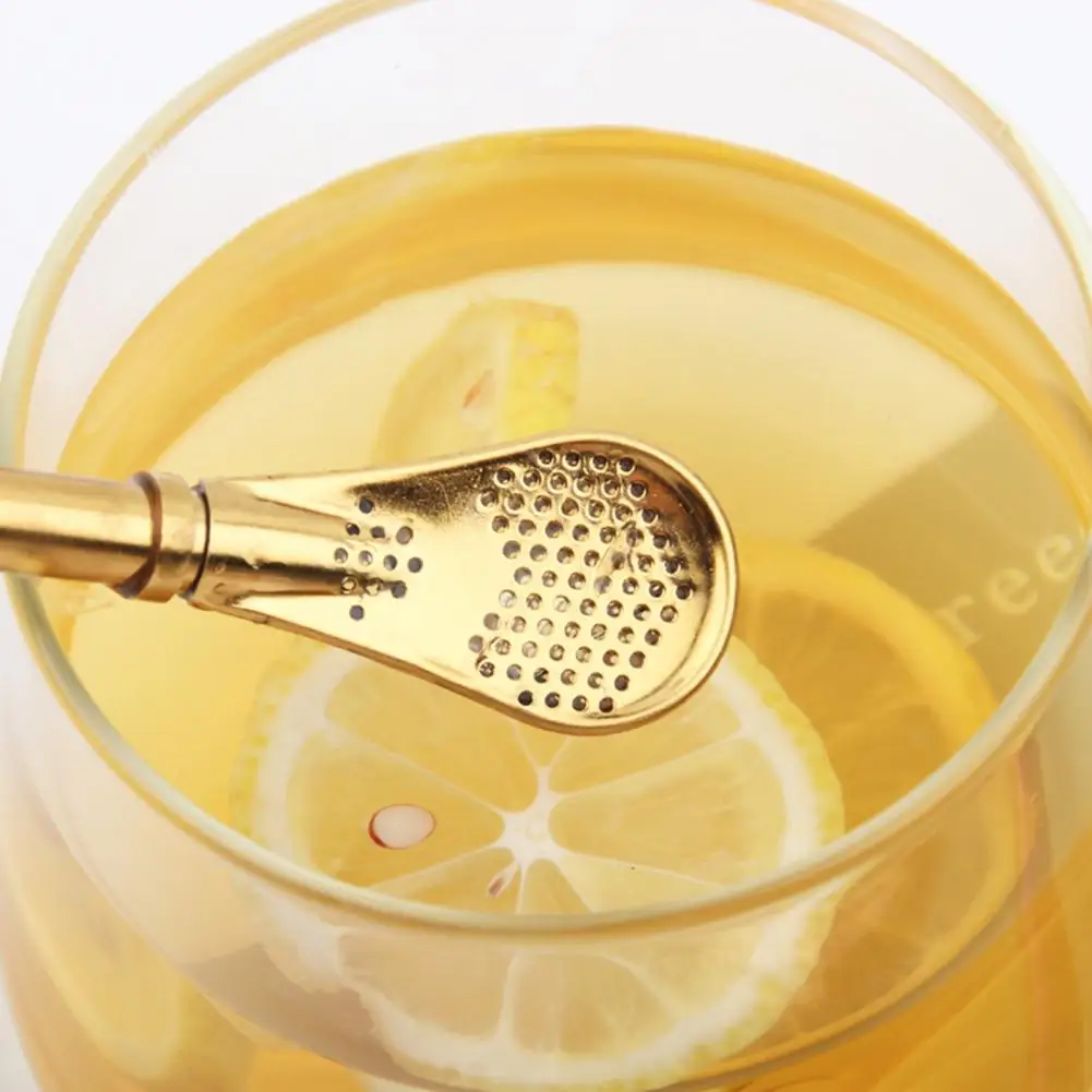 

HOT SALES!!! Drinking Straw Spoon Yerba Mate Tea Filter Stainless Steel Bombilla Gourd Reusable Bar Accessory for Kitchen