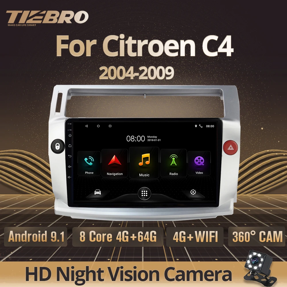 

Автомагнитола TIEBRO, 2 Din, Android 9,0, для Citroen C4 C-Triumph C-четыре 2004-2009, мультимедийное видео, 2 Din, Dvd-плеер, GPS-навигация