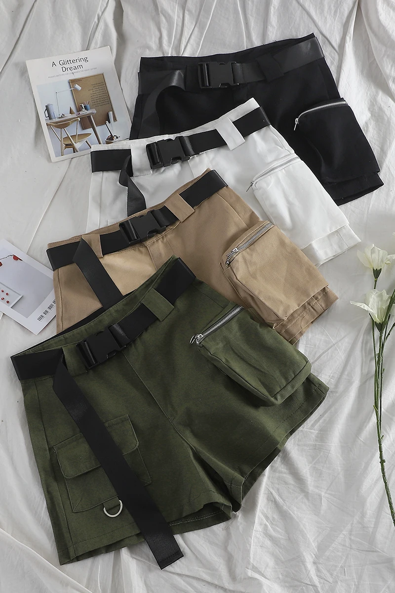 

Workwear Shorts Female High Waist Summer Thin Section Handsome Loose Bf Was Thin Ins Hip Hop Tide Overalls 9706