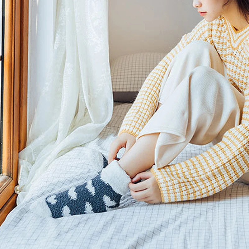 Женские милые зимние толстые повседневные женские носки карамельного цвета