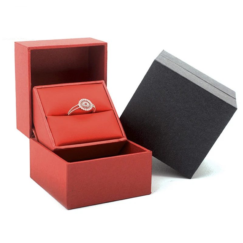 Кожаная Коробка для колец Свадебная подарочная коробка ювелирных украшений