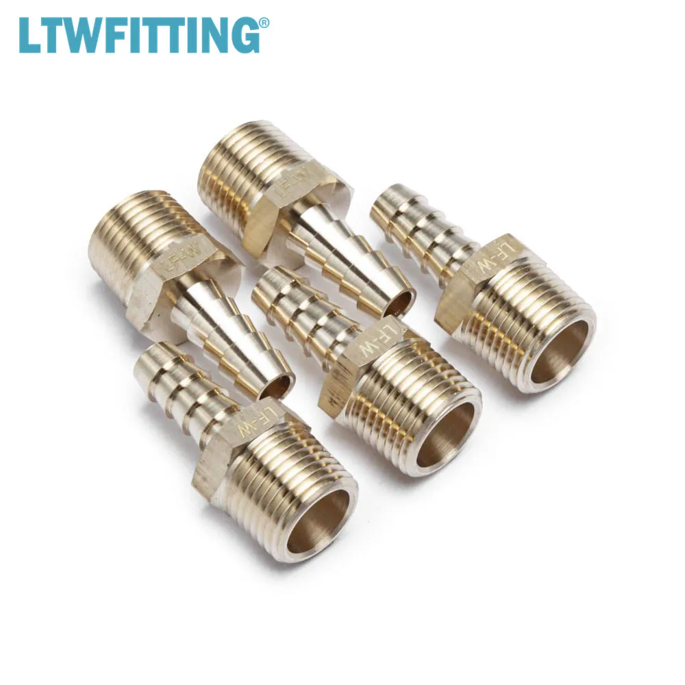 

LTWFITTING Lead Free Brass Barbed Fitting Coupler / Connector 5/16" Hose Barb x 3/8" Male NPT Fuel Gas