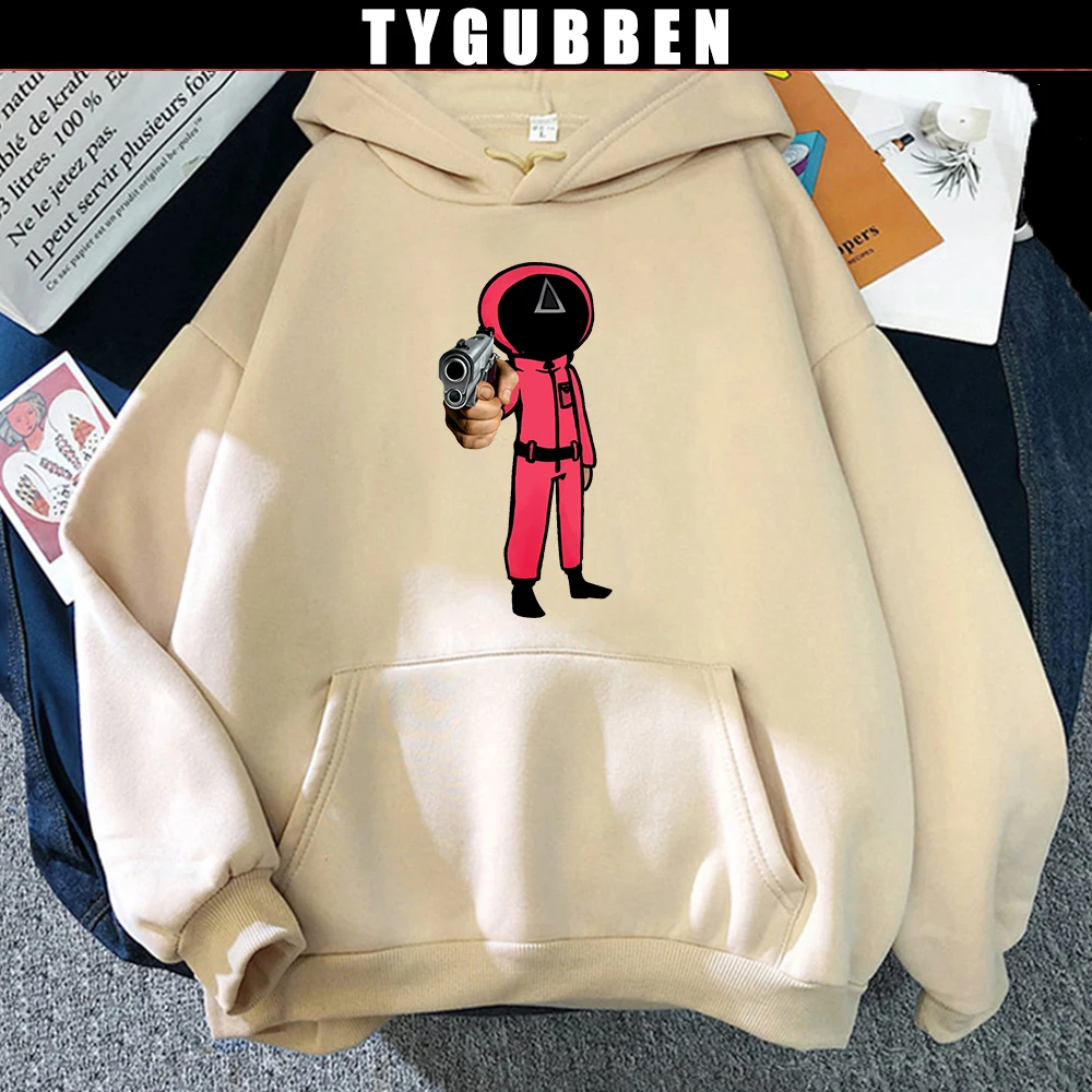 

Толстовка женская оверсайз с длинным рукавом, корейский свитшот с принтом игры кальмар, уличная одежда в стиле Харадзюку, Y2k