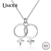 umode new unique 925 sterling silver fashion double pendant necklace for women bestie charm necklace silver jewelry gift uln0476