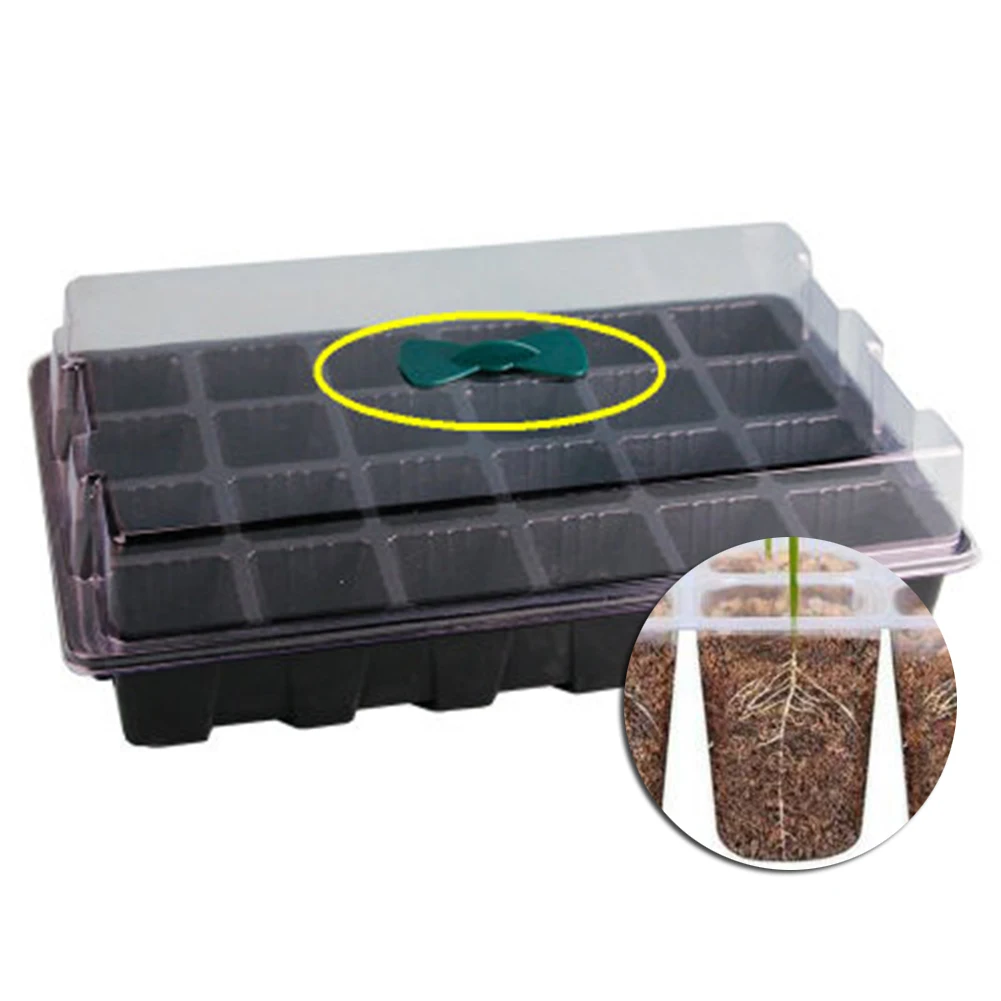 

HOT 24 Grids Plant Seedling Germination Tray Nursery Pots Planter Starter Grow Box Seedling Tray with Lids NDS