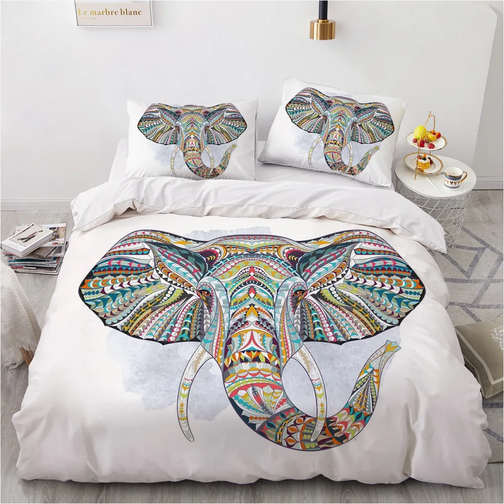 

3D Gray Comforther Covers Custom Design Bohemian Quilt Cover Sets Pillow Covers King Queen Super King Twin Size Beast Bedclothes