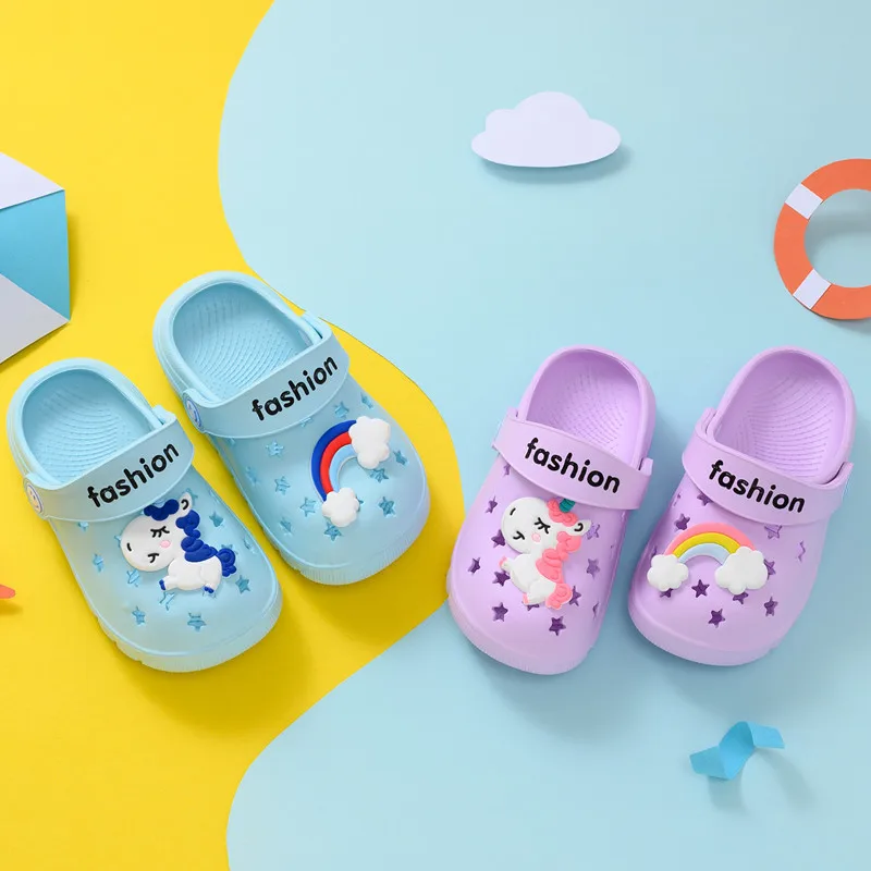 Детская летняя обувь с отверстиями мультяшным принтом|Тапочки| |