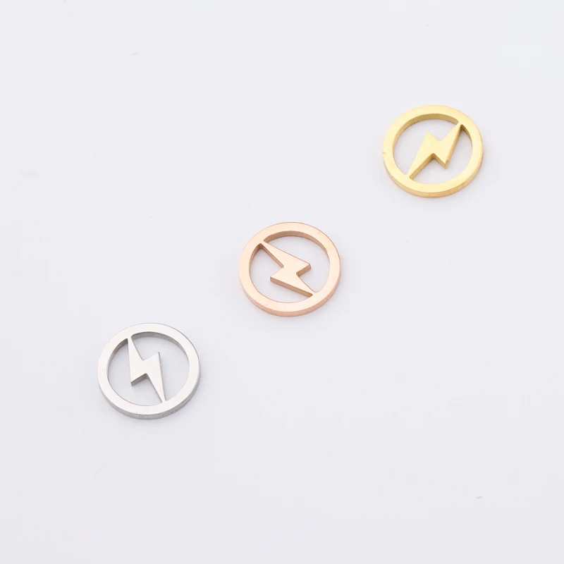 

Fnixtar 20Pcs 12mm Round Lightning Charms Mirror Polish Stainless Steel Charms For DIY Making Necklace Braid Bracelets Jewelry