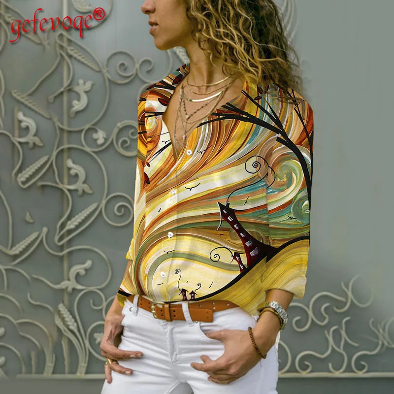 Блузка женская с отложным воротником модная офисная рубашка бабочкой топ на лето