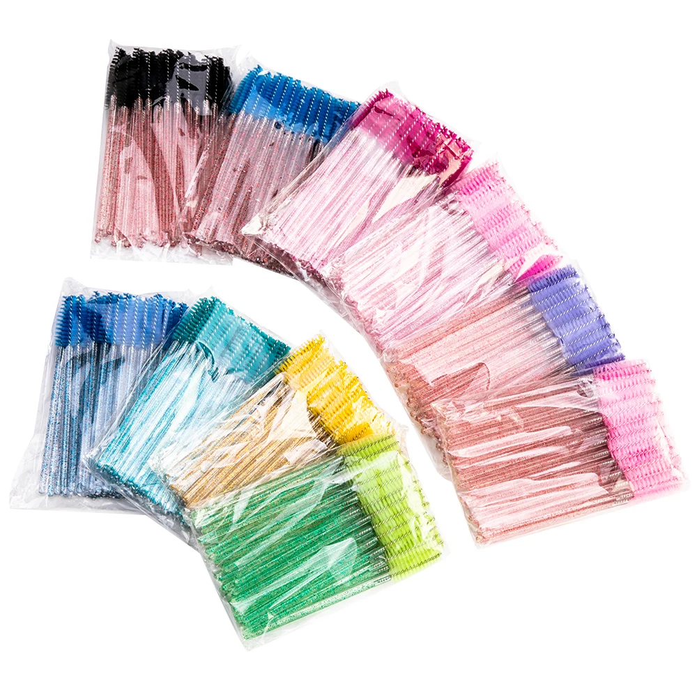 zwellbe Good Quality Disposable 50 Pcs/Pack Crystal Eyelash Makeup Brush Diamond Handle Mascara Wands Extension Tool | Красота и