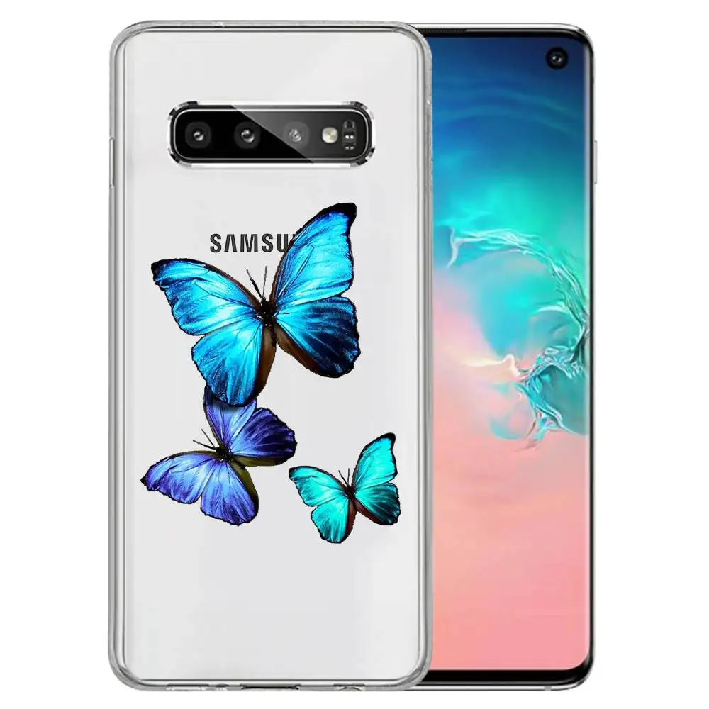 

Color Butterfly For Samsung Galaxy S21 Plus S21 Ultra S20 Case S8 S7 S10 S9 J5 J7 J4 J8 2018 Ultra Transparent Soft Silicone TPU