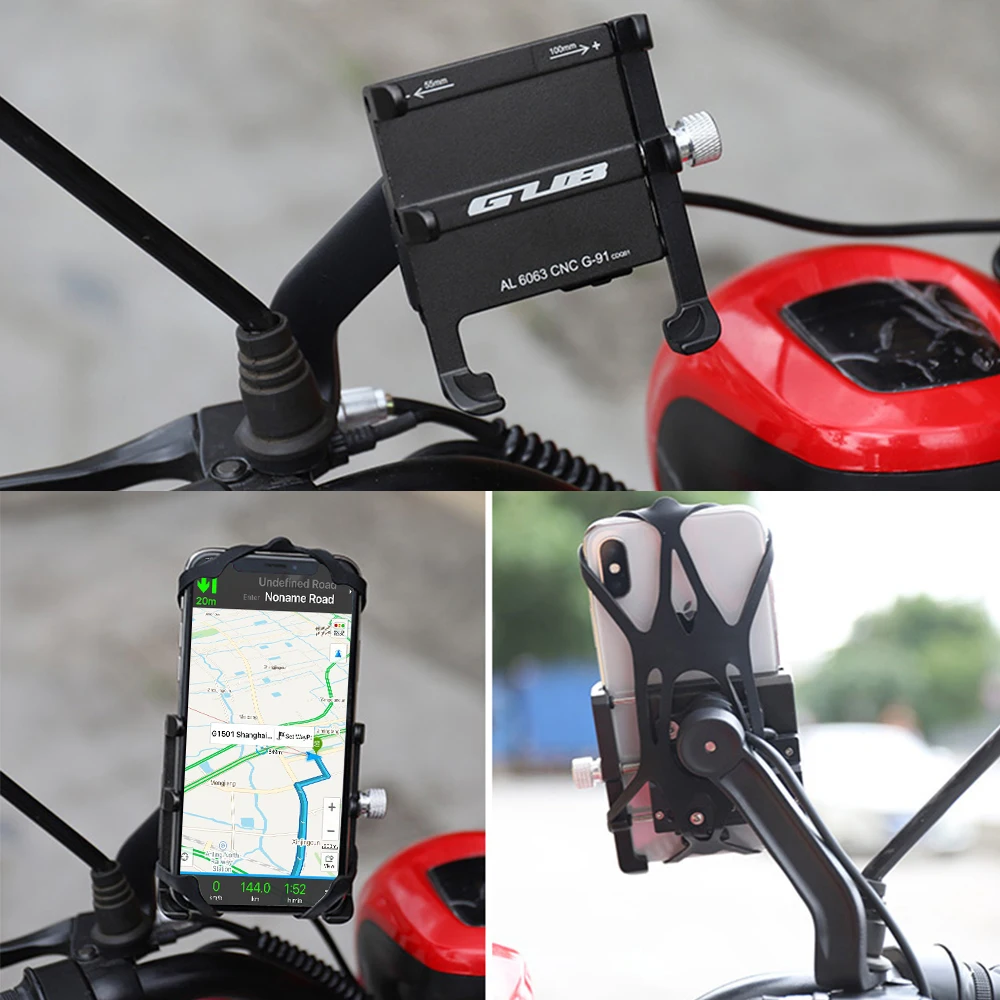 

Adjustable Cycling Handlebar Motorcycle Phone Mount Out-Front Cell Phone Charging Mount Holder Bracket with Silicone Band