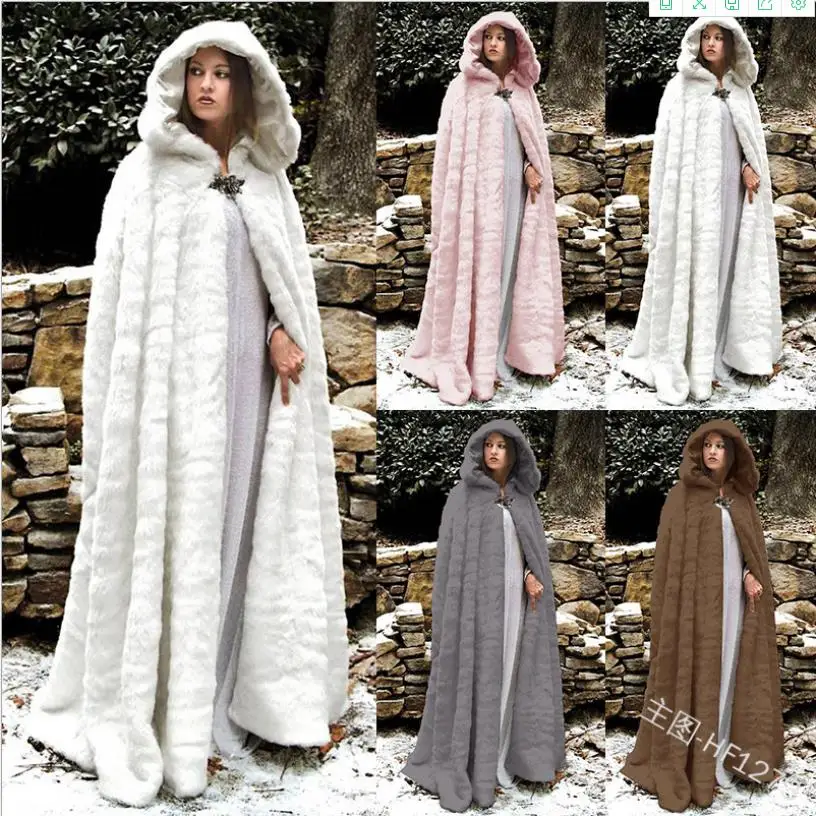 

Осенние и зимние однотонные пижамы с капюшоном длинный плащ пальто с искусственным мехом; Женская зимняя женская теплая дутая куртка разме...