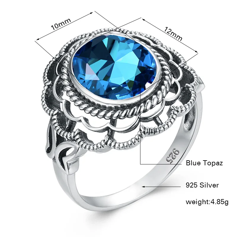 Натуральная кожа кольцо с голубым топазом косынка 925 пробы Серебряные кольца для