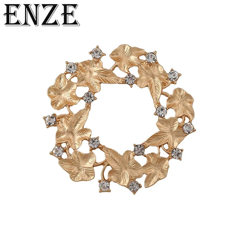 Модная новинка венок с растениями и листьями Золотая брошь в стиле ретро аурой
