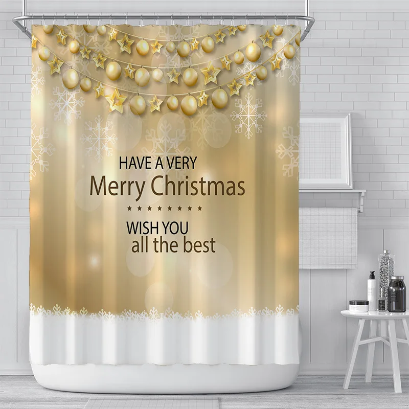 

Рождественская креативная занавеска для душа, водонепроницаемые занавески для ванной из полиэстера, аксессуары для ванной комнаты, украше...
