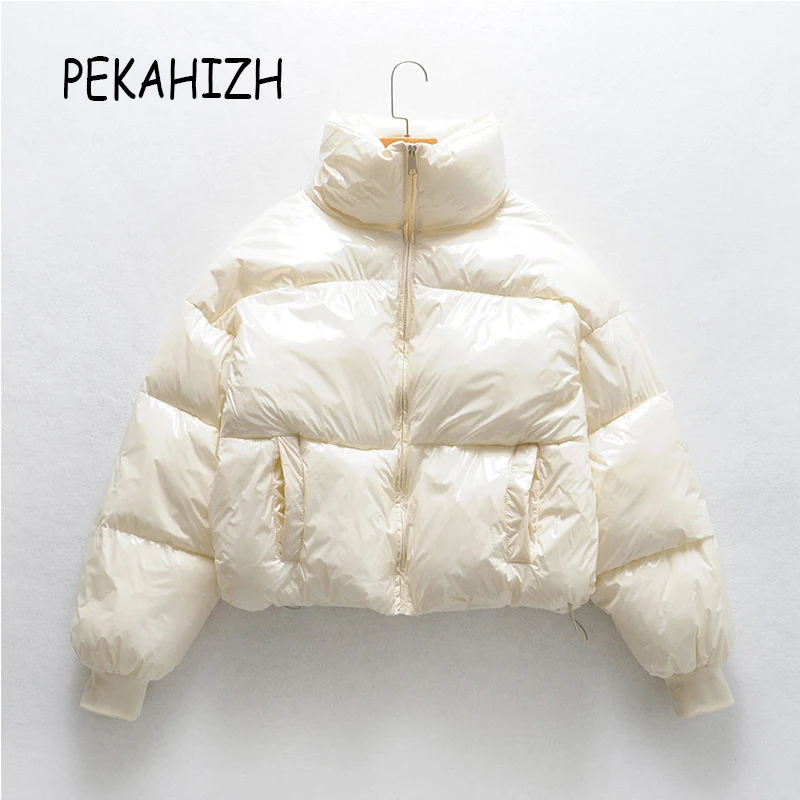 

fashion winter women solid parka coats 2020 casual loose Warm Elegant white jackets Thick Cotton zipper pockets Jackets